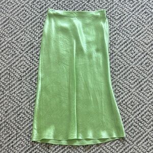 Vince Light Green Satin Midi Skirt